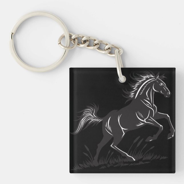Rearing Horse Silhouette Keychain (Framsidan)