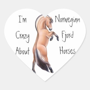 Rearing Norsk Fjord Horse Kärlek Sticker Hjärtformat Klistermärke