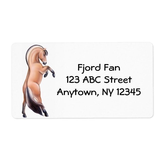 Rearing Norsk Fjord Horse Label Fraktsedel (Framsidan)