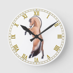 Rearing Norsk Fjord Horse Wall Clock Rund Klocka