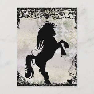 Rearing Silhouette Horse Postcard Vykort