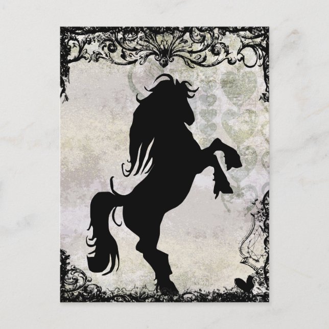 Rearing Silhouette Horse Postcard Vykort (Framsida)