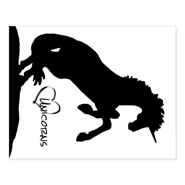 Rearing Unicorn Silhouette (hjärta) Stämpel (Tryck)