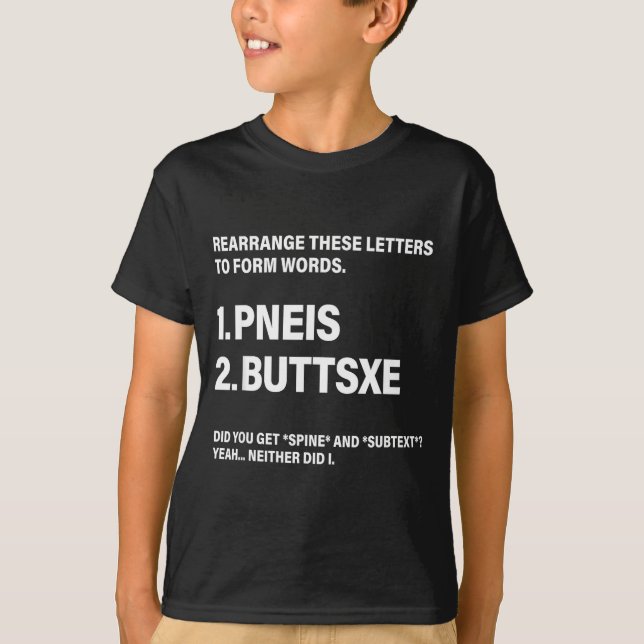 Rearrange These Letters To Form Words  T Shirt (Framsida)