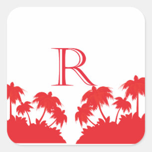Reas Palm Beach korall Fyrkantigt Klistermärke