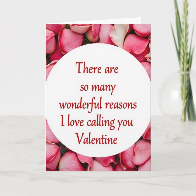 Reasons I Love You Valentine Card Kort (Framsida)