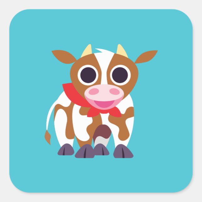Reba the Cow Fyrkantigt Klistermärke (Framsida)