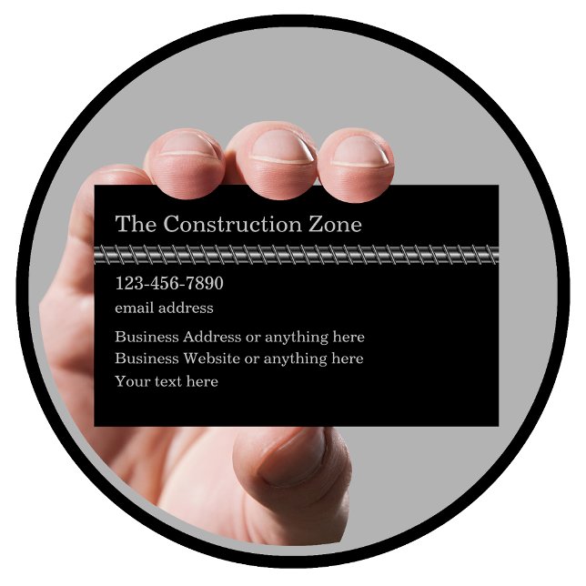 Rebar tema för byggservice visitkort (Construction Rebarb theme business cards by CustomBusinessTemplates)