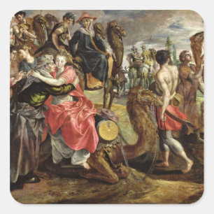 Rebecca Bidding Farewell to her Family, 1562 Fyrkantigt Klistermärke