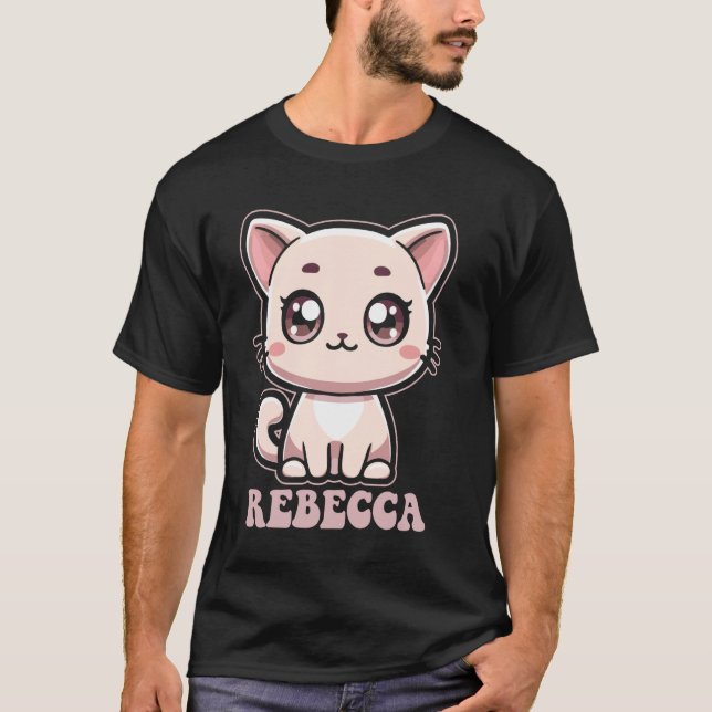 Rebecca Cute Kattunge Design for Girls Namn Rebec T Shirt (Framsida)