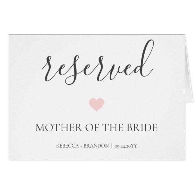 Rebecca Elegant Calligraphy Reserved Bröllop Sign Hälsningskort (Framsidan Horizontal)