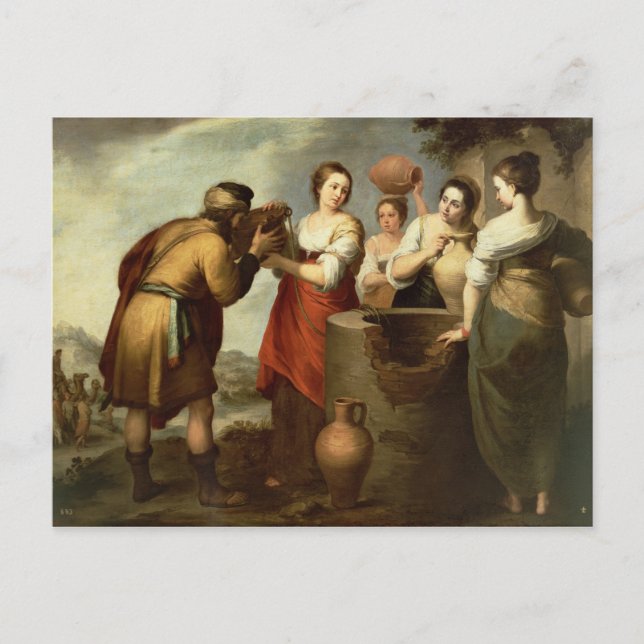 Rebecca och Eliezer vid brunnen, 1665 Vykort (Framsida)