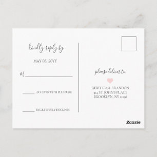 Rebecca Simple Elegant Calligraphy Bröllop OSA Vykort