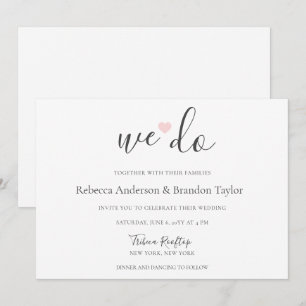 Rebecca Simple Modern We Do & Rosa Heart Bröllop I Inbjudningar