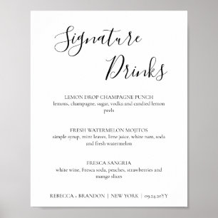 Rebecca Simple Signature Drinks Bröllopsskylt Poster