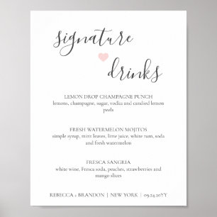 Rebecca Simple Signature Drinks Bröllopsskylt Poster