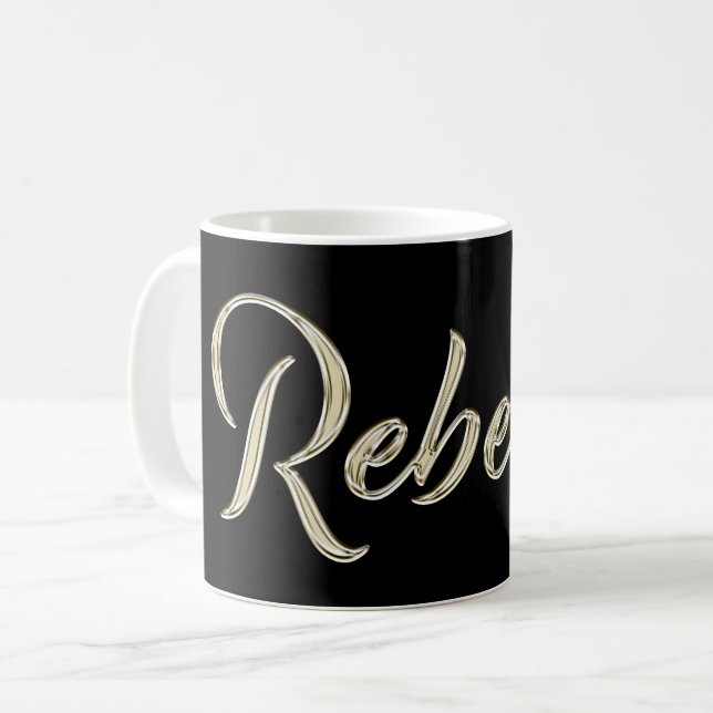 Rebecca white gold Handwriting Tasse Kaffeetasse Kaffemugg (Framsida vänster)