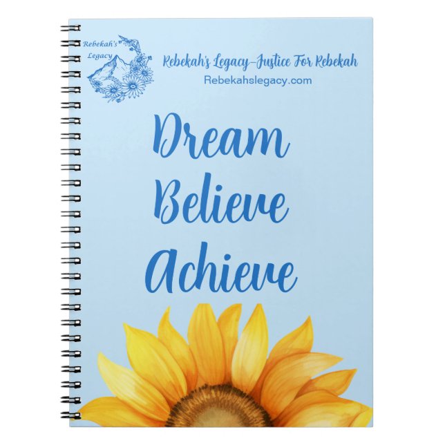 Rebekah’s Legacy Dream • Believe • Achieve Journal Anteckningsbok (Framsidan)