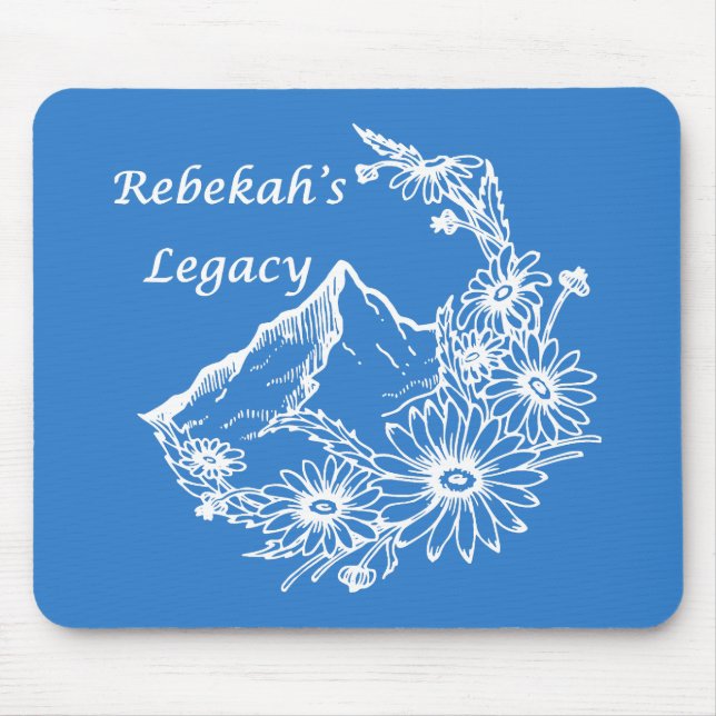 Rebekahs Legacy Logotyp Musmatta Blå med vit logot (Framsidan)