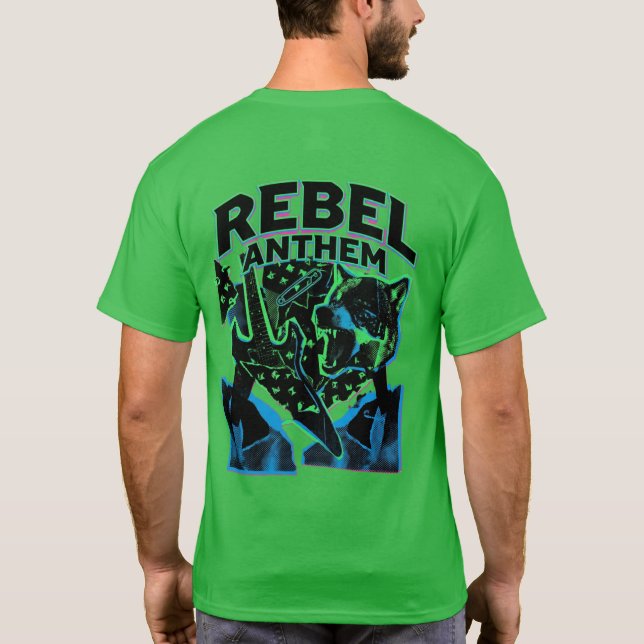 Rebel Anthem Tröja – Punk Rock Gitarr Varg Grafik (Baksida)
