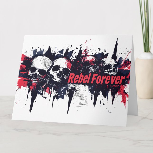 "Rebel för" - Edgy skullgrafik Kort (Framsida)