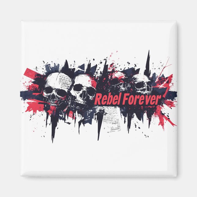 "Rebel för" - Edgy skullgrafik Magnet (Framsidan)