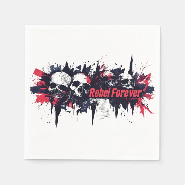 "Rebel för" - Edgy skullgrafik Pappersservett (Framsidan)