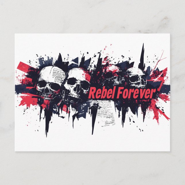 "Rebel för" - Edgy skullgrafik Vykort (Framsida)