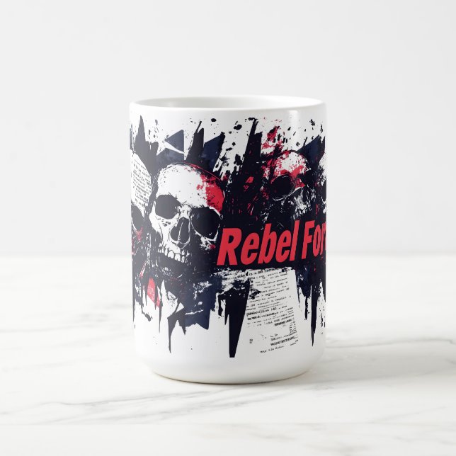 "Rebel Forever" - Kantig Skalle Grafisk Design Kaffemugg (Center)
