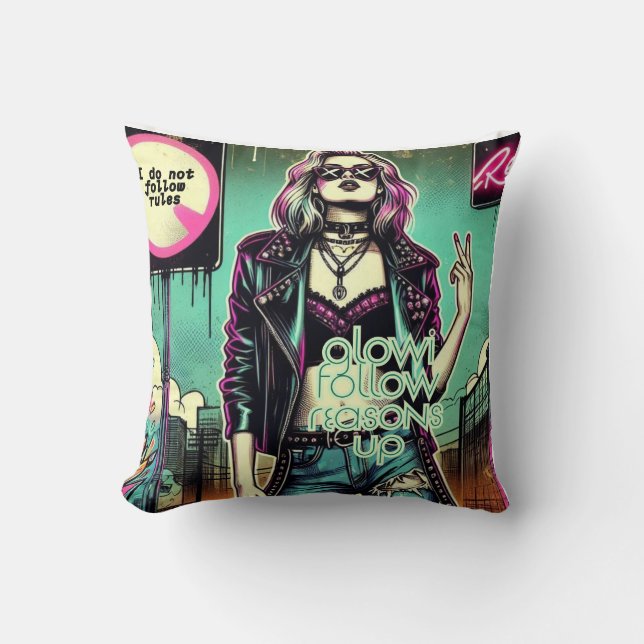 Rebel Girl – I Do Not Follow Rules Kudde (Framsida)