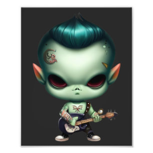 Rebel Grönt Alien Rockstar Fototryck