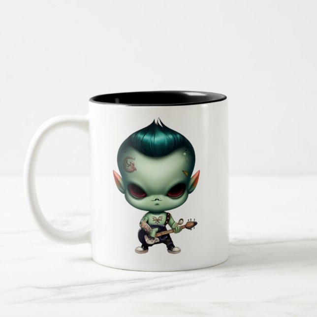 Rebel Grönt Alien Rockstar Två-Tonad Mugg (Vänster)