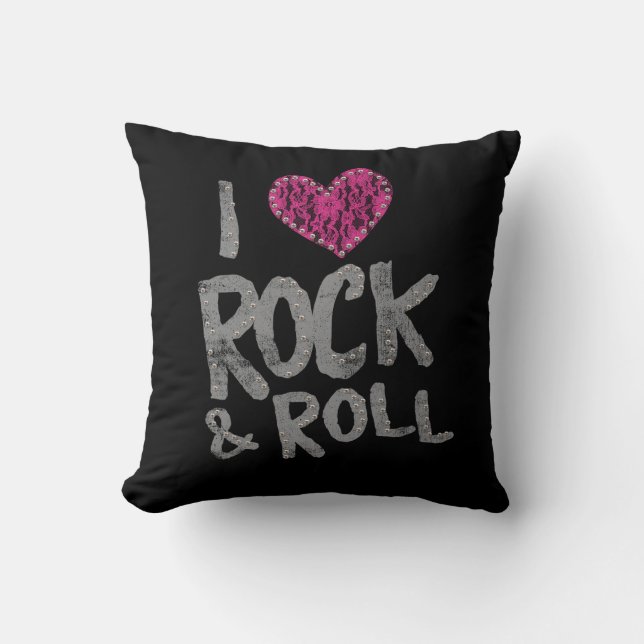 Rebel Kids Sten & Roll Rosa Snöre Heart Black Kudde (Framsida)