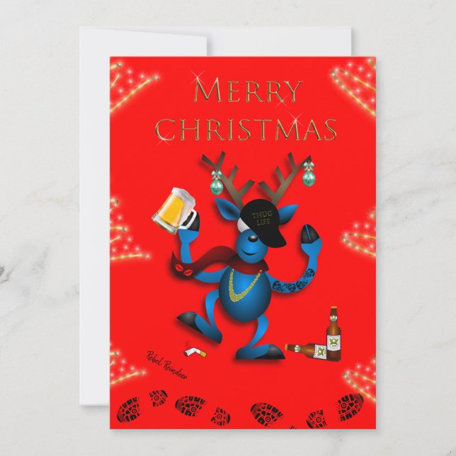 REBEL REINDEER CHRISTMAS-KORT -JAILMATECARDS.CO.UK JULKORT (Framsida)