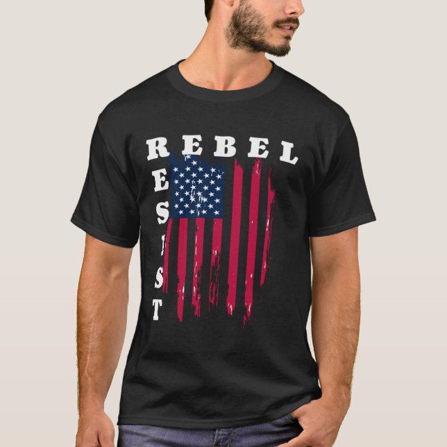 Rebel Resistamerikanska Flagga T Shirt (Framsida)