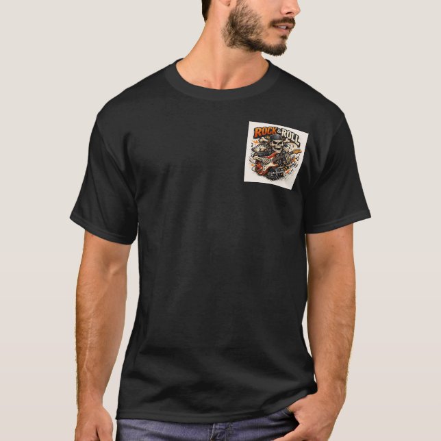 Rebel Rhythms: Rock & Roll Skull Gitarr T-shirt (Framsida)