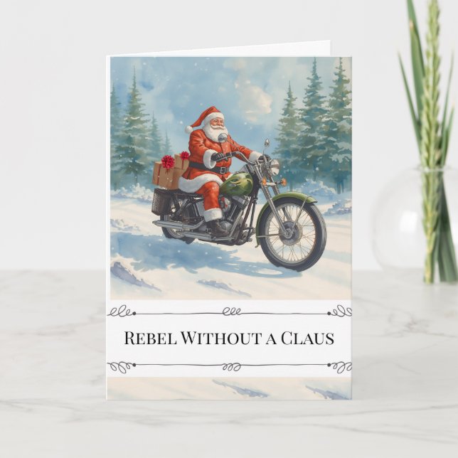 Rebel Santa på motorcykel jul Helgkort (Framsida)