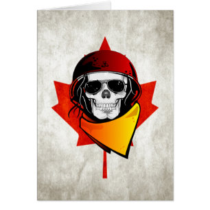 Rebel Skull Distress Canadian Flagga Hälsningskort