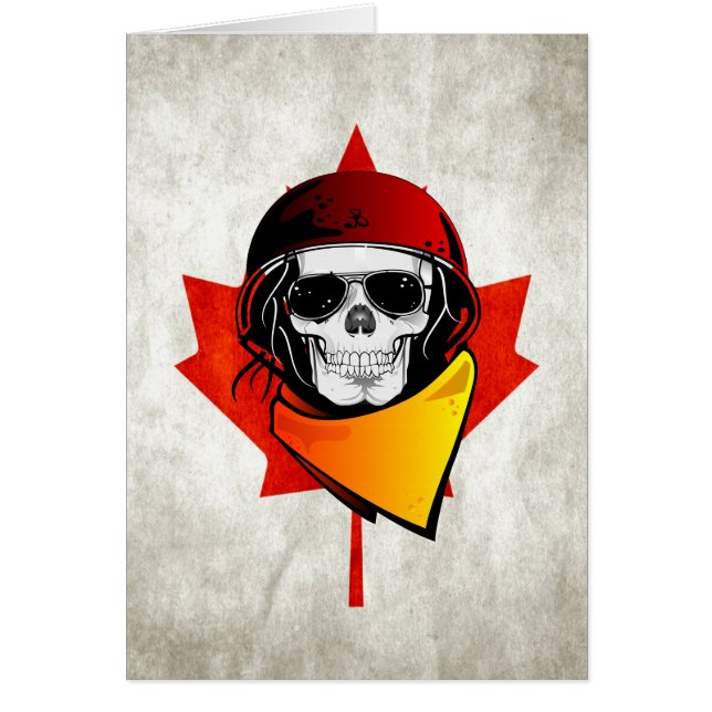 Rebel Skull Distress Canadian Flagga Hälsningskort (Framsidan)