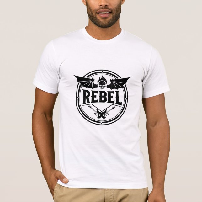 Rebel Skull & Gitarrer T Shirt (Framsida)