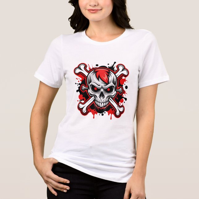 Rebel Skull Sten & Roll Band Logotyp T-Shirt (Framsida)