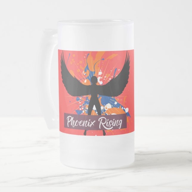 Rebel Tribe™ ”Phoenix Rising” Frostad Glas Mugg (Framsida vänster)
