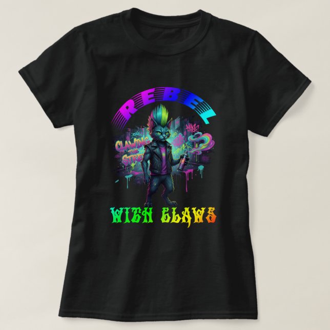 Rebel with claws t shirt (Design framsida)