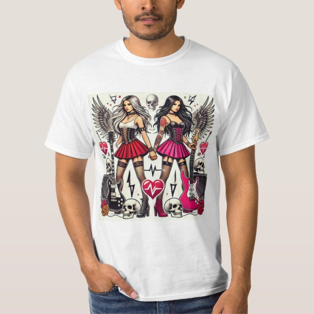 Rebeldía y Amistad: Rock & Roll Sisters T Shirt (Framsida)