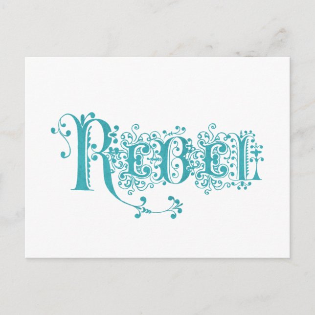 Rebell Fancy Vintage Wordart Vykort (Framsida)