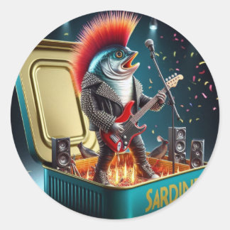 Rebell Sardins Punk Rock Attityd Galen Stil Runt Klistermärke