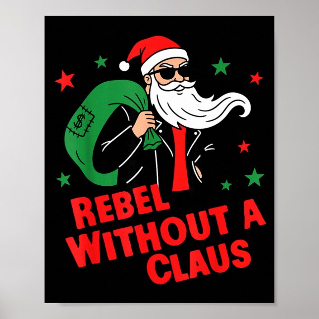 Rebell utan en Claus– Cool Santa läderjacka C Poster (Framsidan)