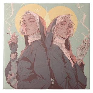 Rebeller från helig: Dreamlike Nun Aesthetic with Kakelplatta