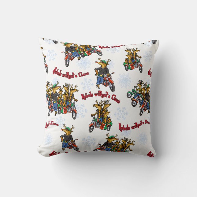 Rebeller utan Claus Reindeer Silver Helgdag Kudde (Framsida)