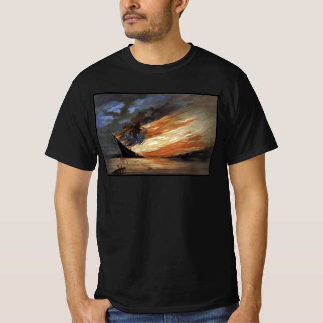 Rebellflagskepp i inbördeskrig under amerikansk fl t shirt (Framsida)